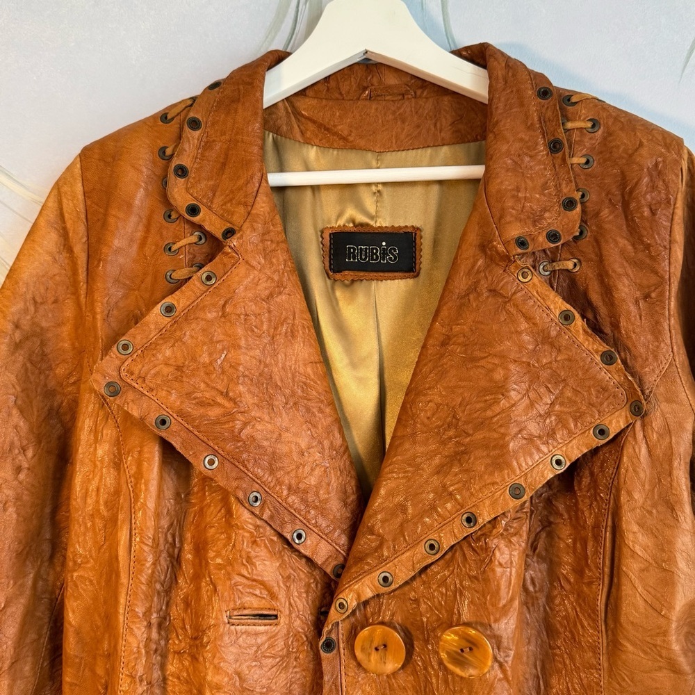 Rubie's boho Brown handmade leather jacket, Size L, NWOT - Picture 5 of 16